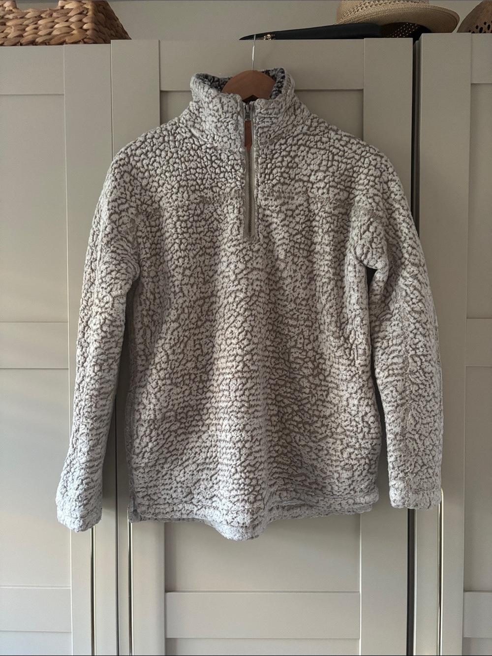 Thread & Supply Cream and Gray Sherpa Half-Zip Jacket